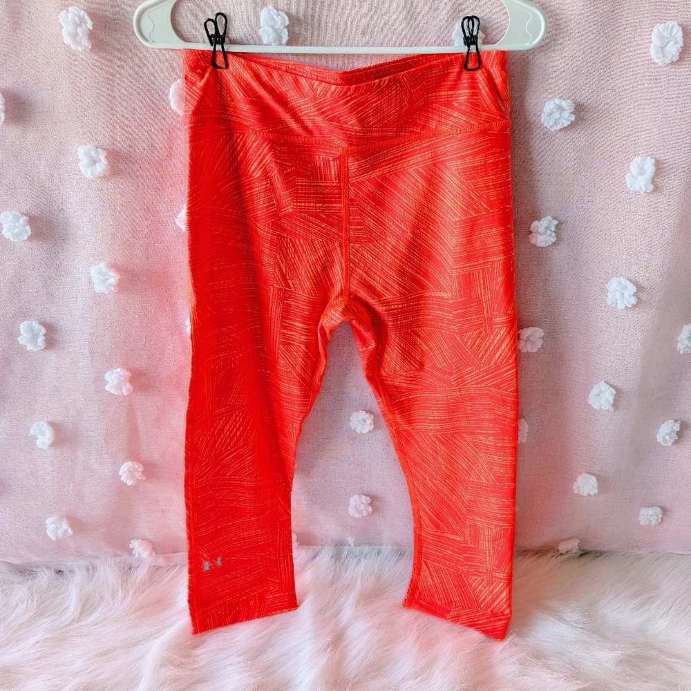 Under Armour, Crop Leggings, Blaze Orange, Women's, Medium